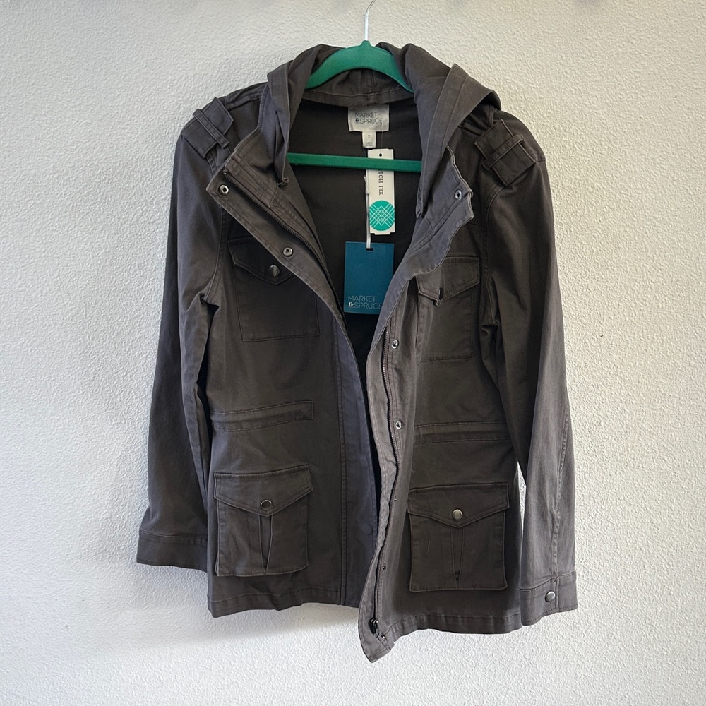 Market & Spruce Dark Gray Hooded Jacket